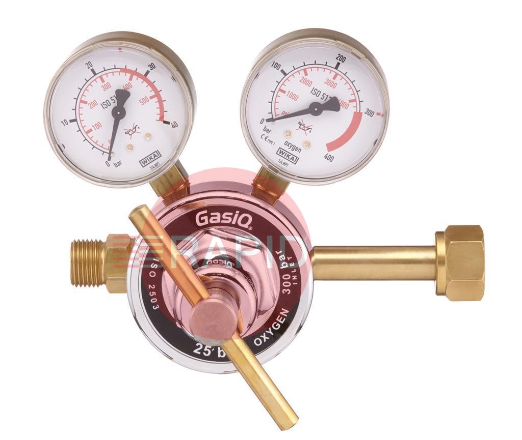 37912025  GasiQ High Capacity Regulator H25 Oxygen 25 Bar. G5/8 Cylinder Connection. G1/2 Outlet